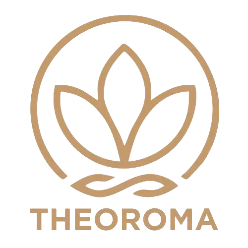 Theoroma logo representing luxury mahogany teakwood scented candles and premium home fragrance